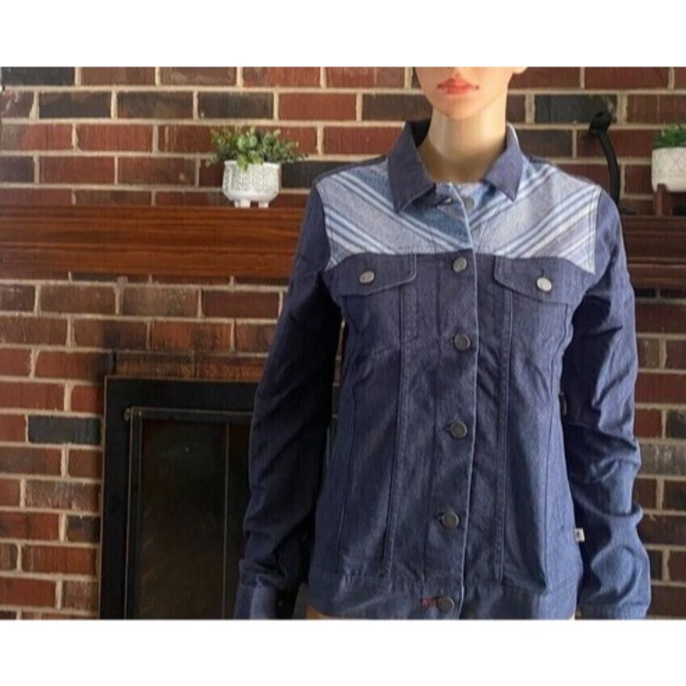 TOAD & Co Norma Women's Jean Jacket Blue Organic Cotton Stretch Button Up Sz XS